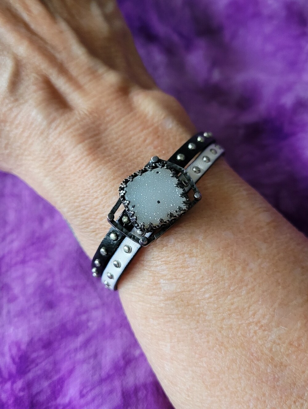 Beautiful Large Druzy Stone Handcrafted Bracelet.